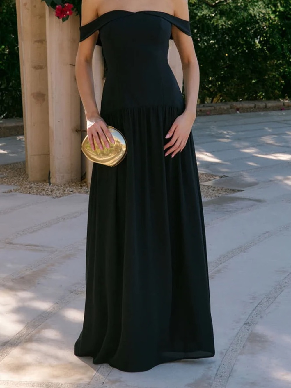 Park & Fifth Black Strapless Off-Shoulder Madeline Dress
